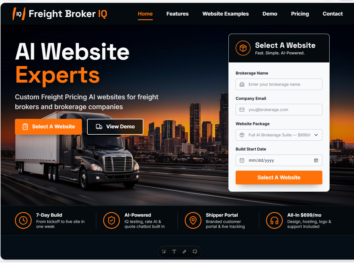 Freight Broker IQ homepage example