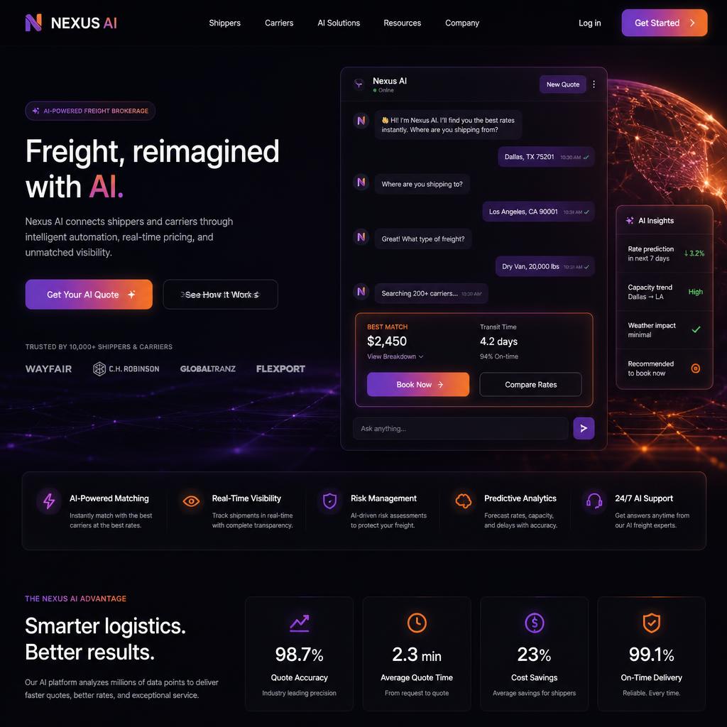 Nexus AI freight broker website template